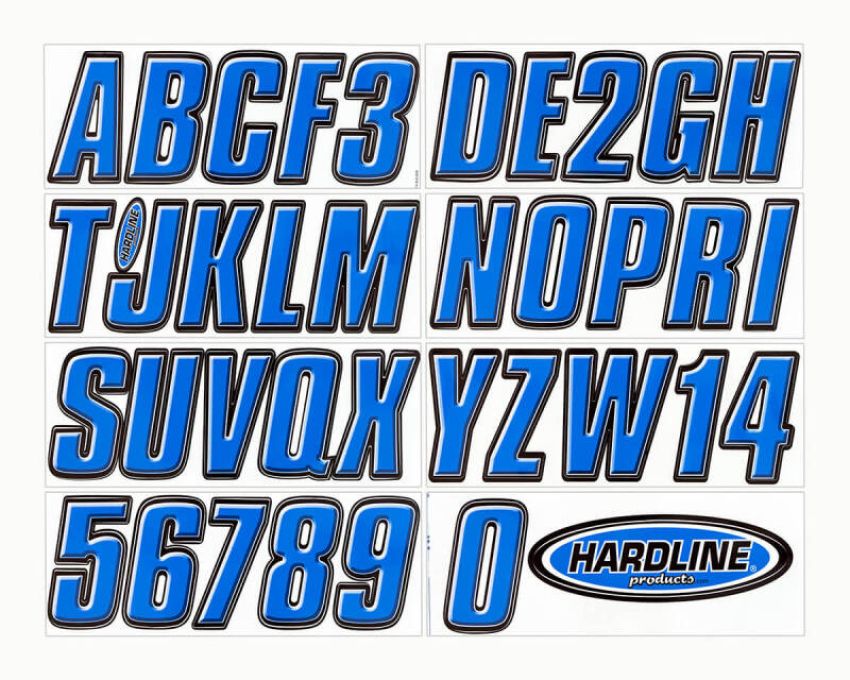 Hardline BLU400EC Boat Lettering Registration Kit 3 in. - 400 Blue Solid
