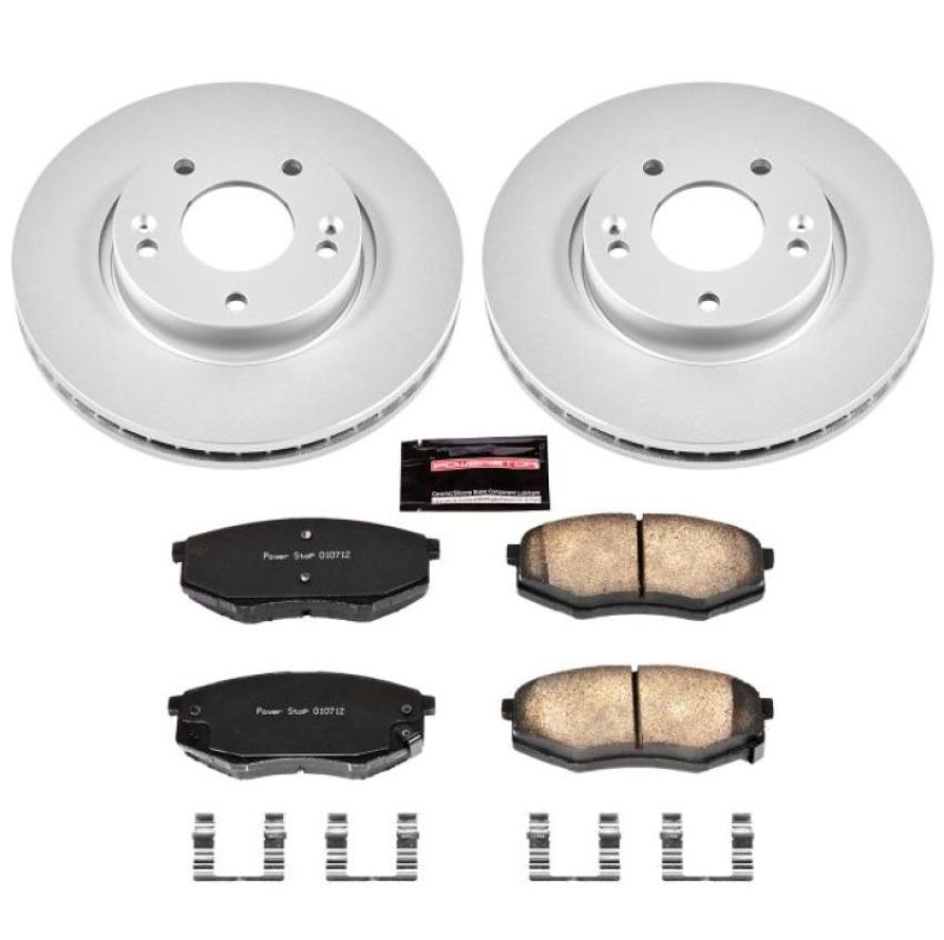 PowerStop CRK5806 Genuine Geomet Coated Rotor and Low-Dust Ceramic Brake Pad Kit