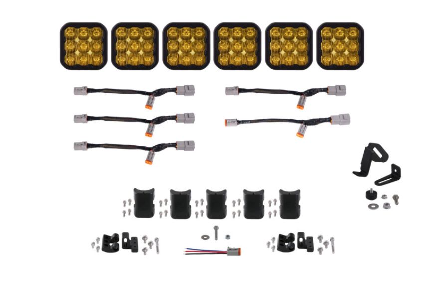 Diode Dynamics DD7257 SS5 Pro Universal CrossLink 6-Pod Lightbar - Yellow Driving
