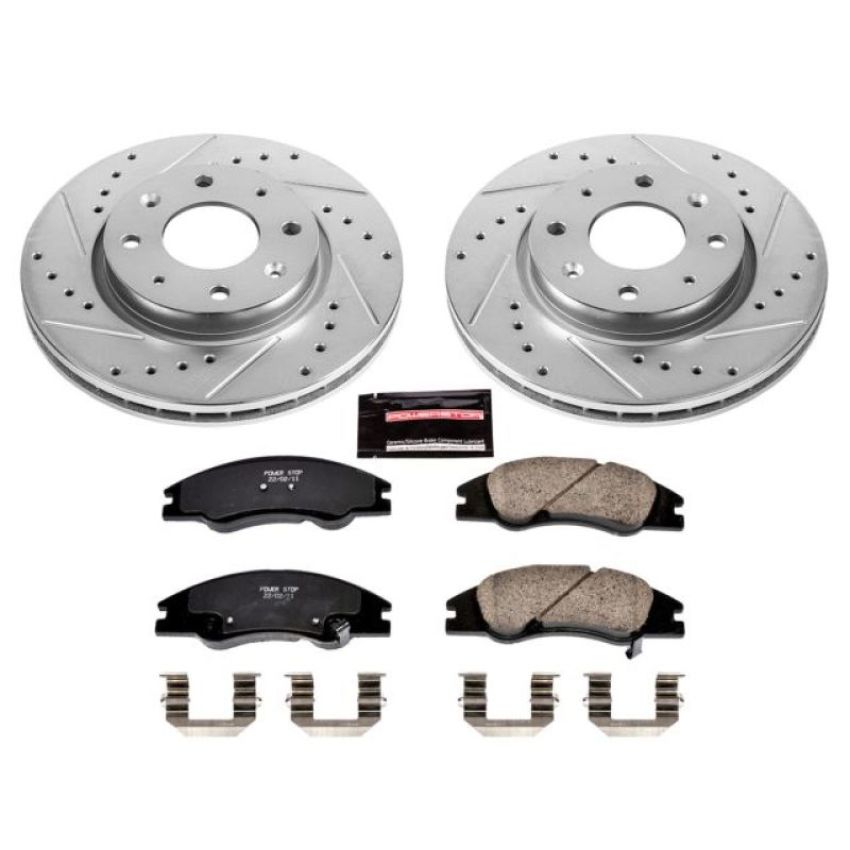 PowerStop K5903 Z23 Daily Driver Carbon-Fiber Ceramic Brake Pad and Drilled & Slotted Rotor Kit