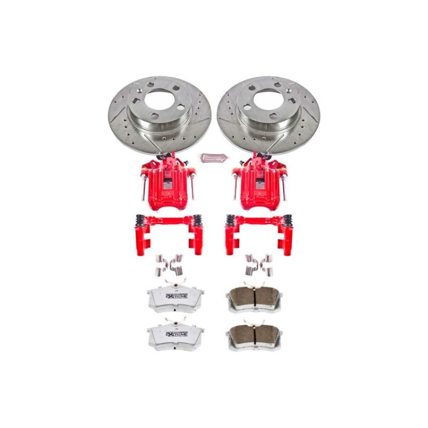 PowerStop KC847-26 Z26 Street Performance Ceramic Brake Pad, Drilled Slotted Rotor, and Caliper Kit