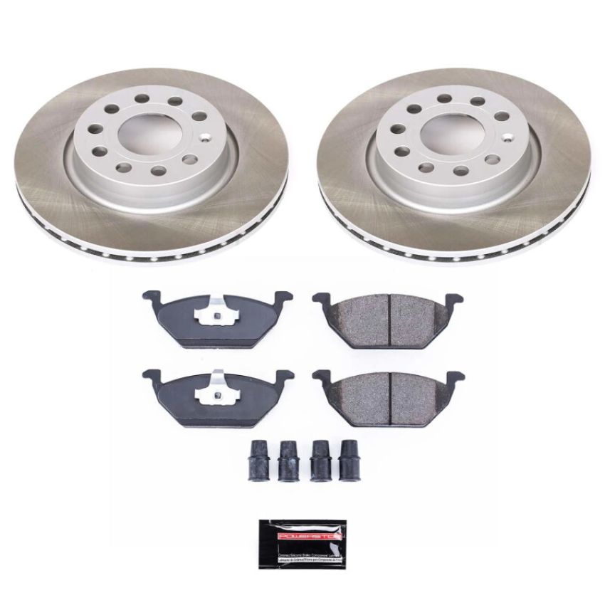 PowerStop SC6041 Semi-Coated Rotor and Low-Dust Ceramic Brake Pad Kit