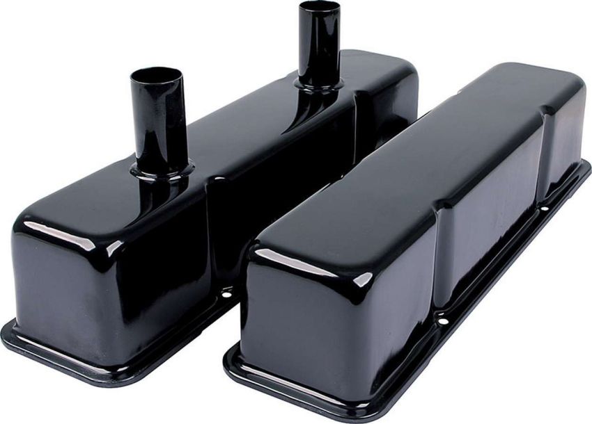 ALLSTAR PERFORMANCE ALL26147 Valve Covers SBC Steel Black w/Tubes