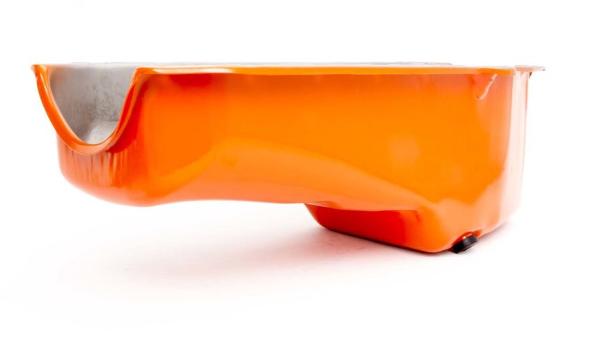 RACING POWER CO-PACKAGED RPCR9005P 55-79 SBC Steel Stock Oil Pan Orange