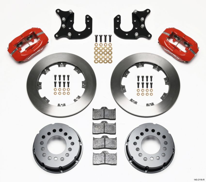 Wilwood 140-2116-R Forged Dynalite P/S Rear Kit Red Mopar-Dana 2.72in Offset