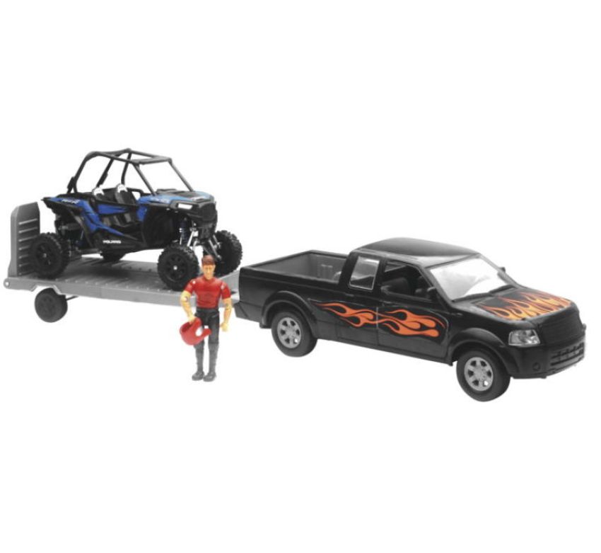 New Ray Toys SS-37426E Pickup with Polaris RZR XP1000 and Figurine Set/ Scale - 1:18