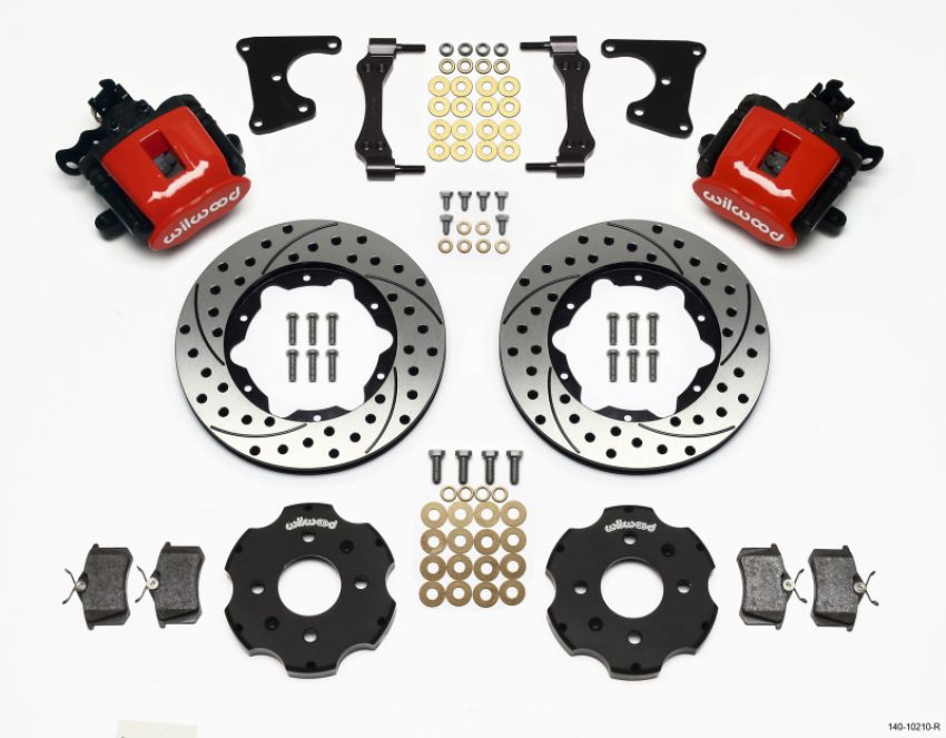 Wilwood 140-10210-DR Combination Parking Brake Rear Kit 11.00in Drilled Red Civic / Integra Drum 2.71 Hub Offset