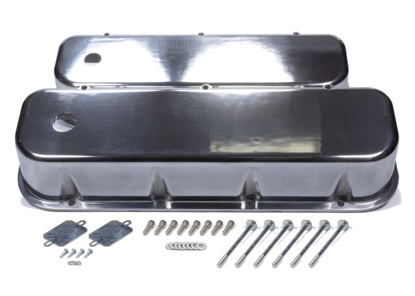 MR. GASKET MRG6858G BBC Cast Alm Valve Cover Set Tall w/Hole Polished