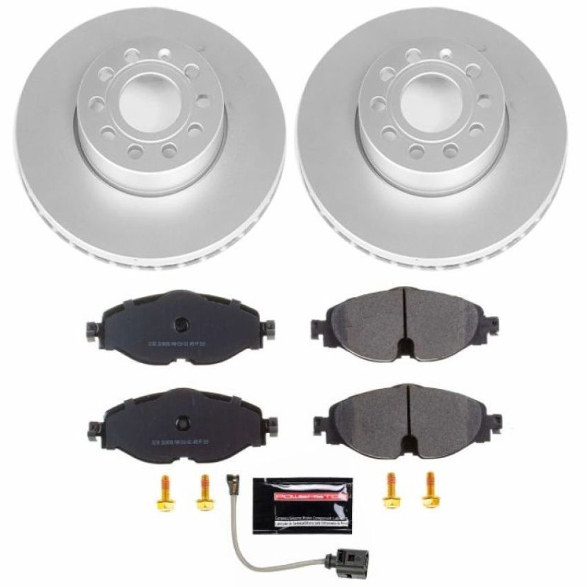 PowerStop CRK7080 Genuine Geomet Coated Rotor and Carbon-Fiber Ceramic Brake Pad Kit