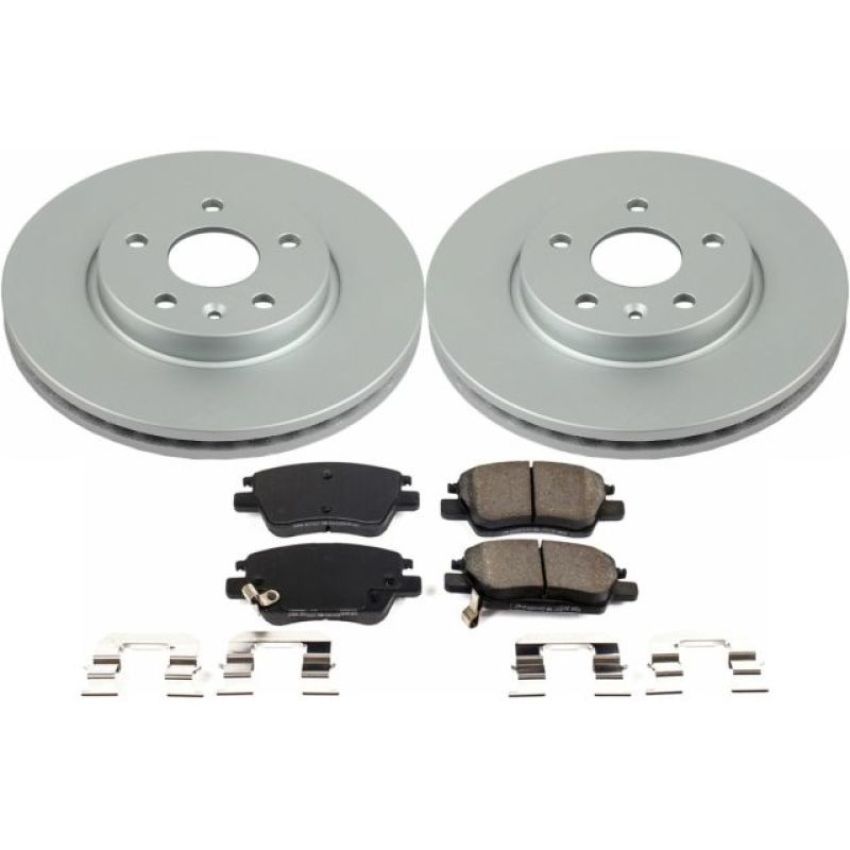 PowerStop CRK7399 Genuine Geomet Coated Rotor and Low-Dust Ceramic Brake Pad Kit