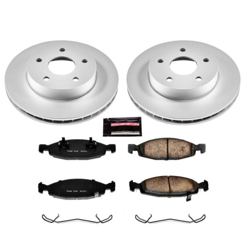 PowerStop CRK2147 Genuine Geomet Coated Rotor and Low-Dust Ceramic Brake Pad Kit