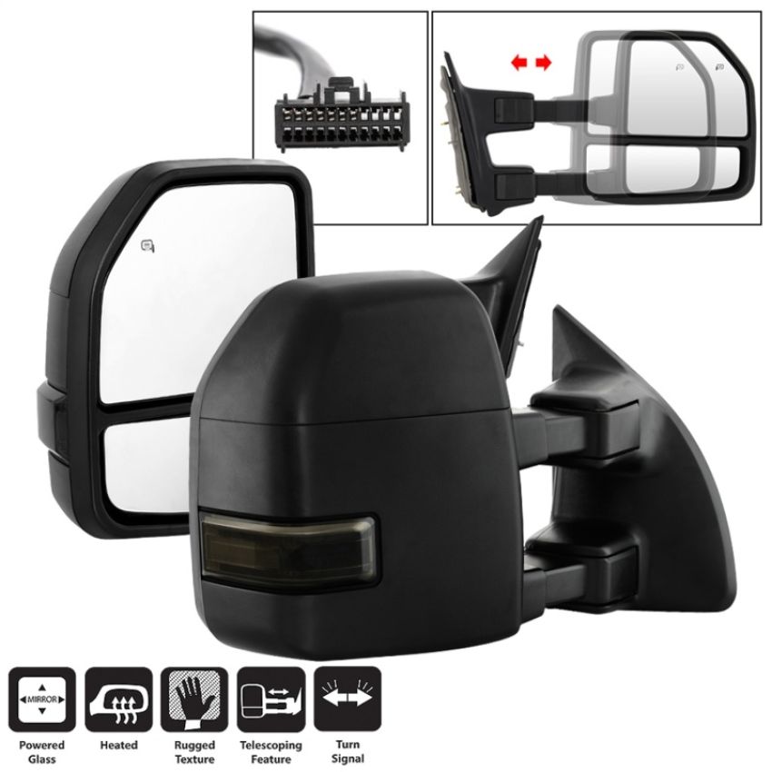 SPYDER 9943096 xTune 08-15 Ford F-250 SD Heated Adj LED Signal Power Mirror - Smoke (MIR-FDSD08S-G4-PW-SM-SET)