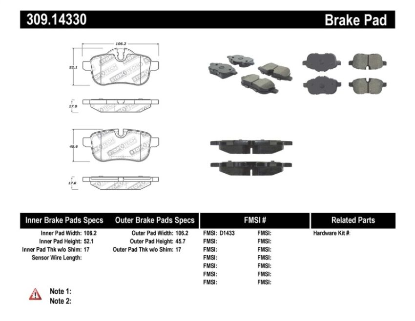 Stoptech 309.14330 Performance Brake Pads
