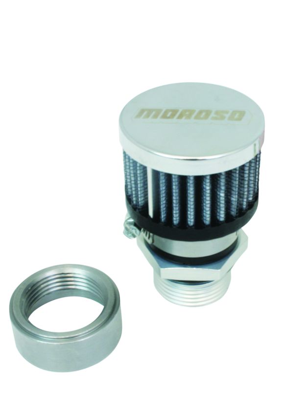 Moroso 68849 Weld-On Valve Cover Breather Kit - Steel Valve Covers - Chrome Finish