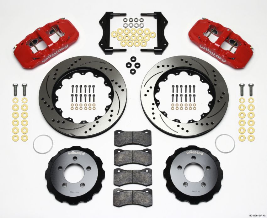 Wilwood 140-11764-DR AERO6 Front Hat Kit 14.25 Drilled Red 2006-10 Magnum/Challngr/Chrgr/300C