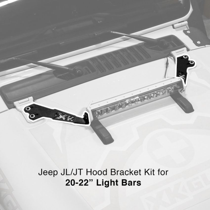XKGLOW XK-BRC-JK-H XK Glow Jeep JK Hood 20In Light Bar Bracket Kit