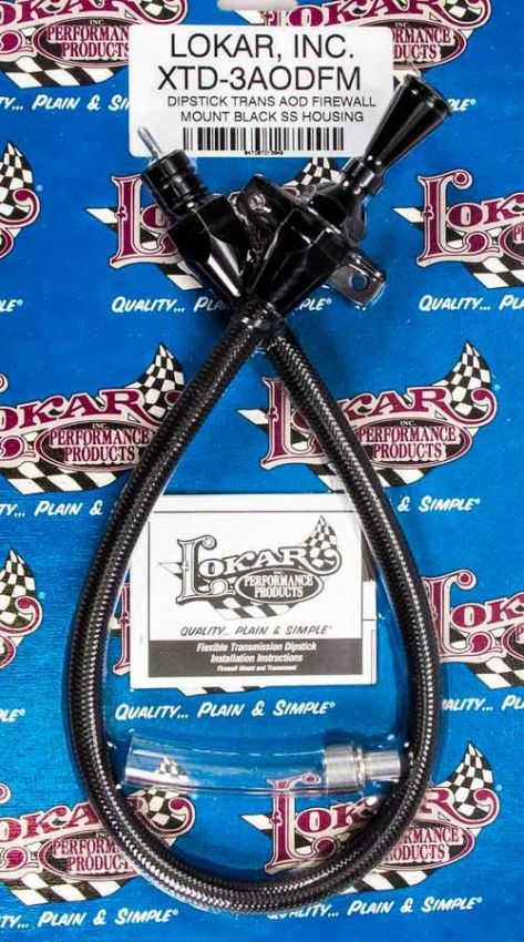 LOKAR LOKXTD-3AODFM Black Dipstick Ford AOD Trans Firewall Mount