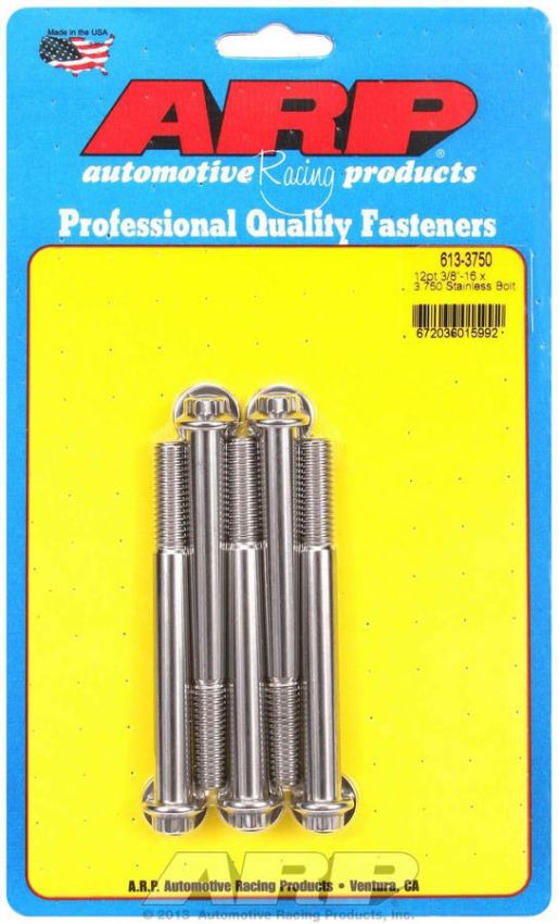 ARP ARP613-3750 S/S Bolt Kit - 12pt. (5) 3/8-16 x 3.750