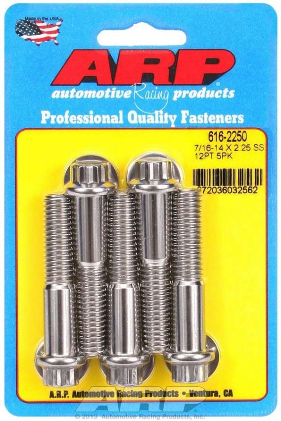 ARP ARP616-2250 S/S Bolt Kit - 12pt. (5) 7/16-14 x 2.250