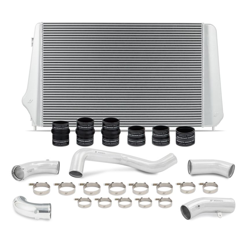 Mishimoto MMINT-DMAX-17KSLP 17-19 GM L5P Duramax Intercooler Kit - Silver w/ Polished Pipes