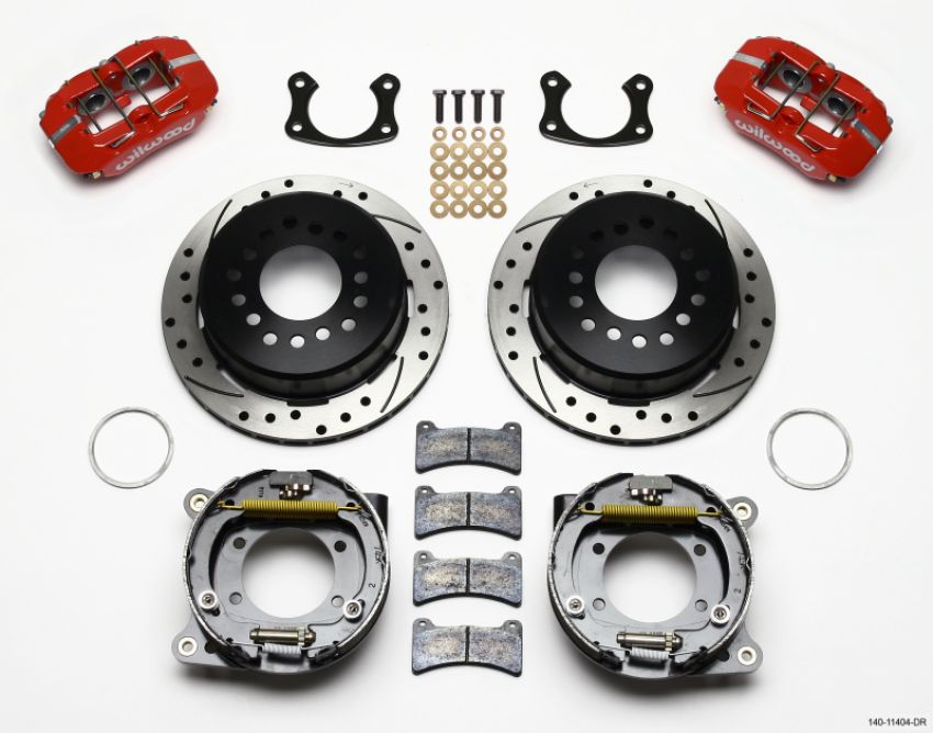 Wilwood 140-11404-DR Dynapro Low-Profile 11.00in P-Brake Kit Drill-Red New Big Ford 2.50in Off Front Mount