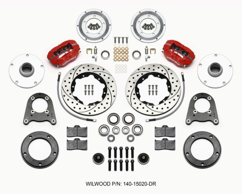 Wilwood 140-15020-DR Forged Dynalite-M Front Kit 10.75in Drilled Red 1950-1955 MG-TD/TF
