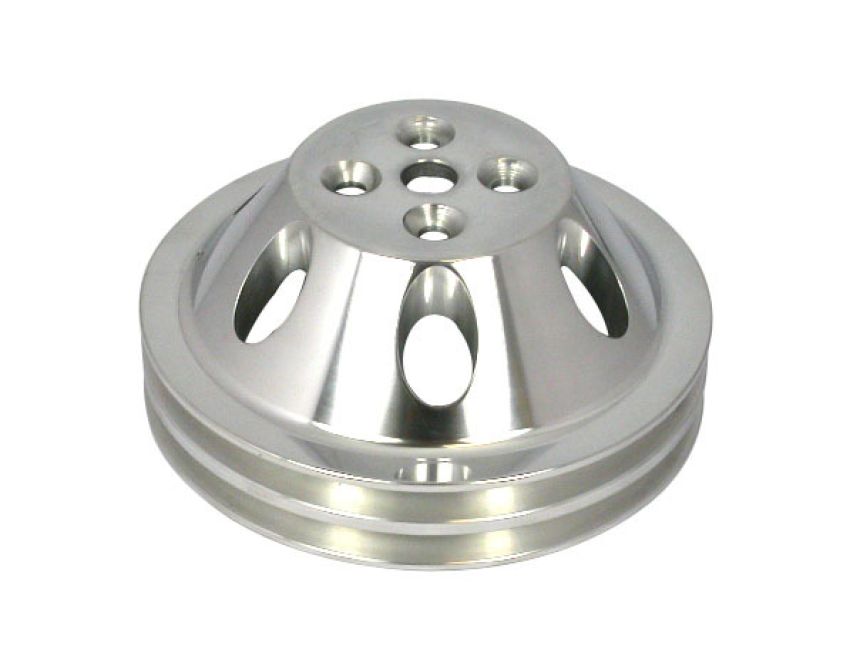 RACING POWER CO-PACKAGED RPCR9479POL Pol Alum SBC Double Gro ove Pulley