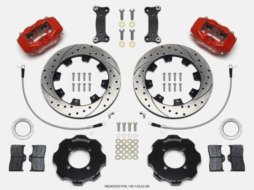 Wilwood 140-14233-DR Forged Dynalite Front Hat Kit 12.19in Drilled Red 2016-Up Mazda MX5 Miata w/ Lines