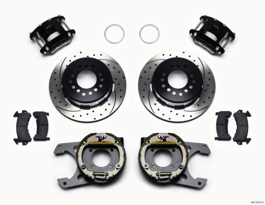 Wilwood 140-12215-D D154 P/S Park Brake Kit Drilled Chevy 12 Bolt 2.75in Off w/ C-Clips