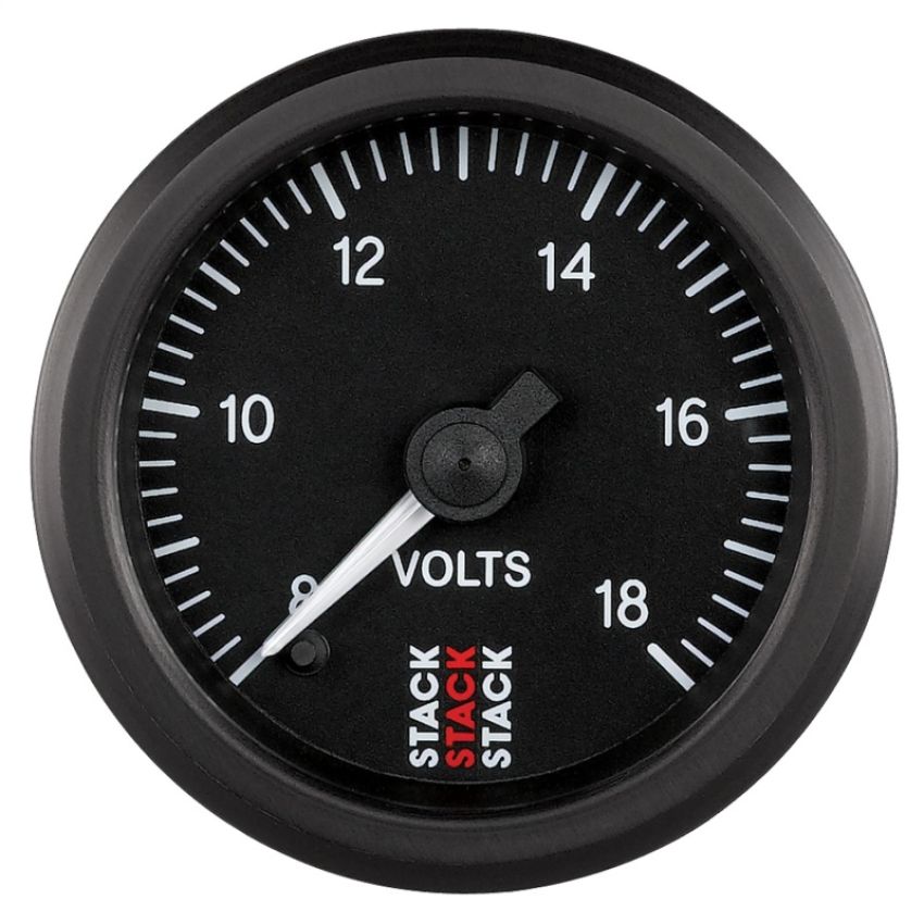 AutoMeter ST3316 Stack 52mm 8-18V Pro Stepper Motor Battery Voltage Gauge - Black