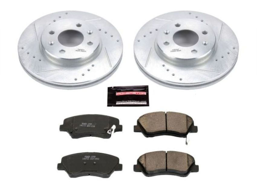 PowerStop K6508 Z23 Daily Driver Carbon-Fiber Ceramic Brake Pad and Drilled & Slotted Rotor Kit