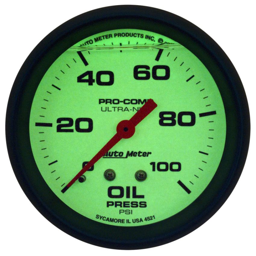 AUTOMETER ATM4221 2-5/8 Ultra-Nite Oil Press. Gauge 0-100psi