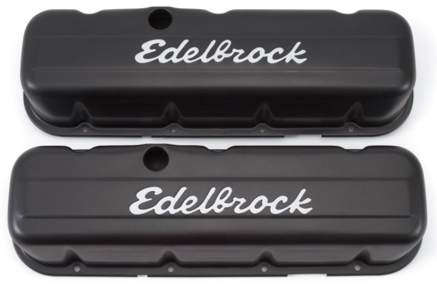 EDELBROCK EDE4683 Signature Series Valve Covers - BBC Tall Black