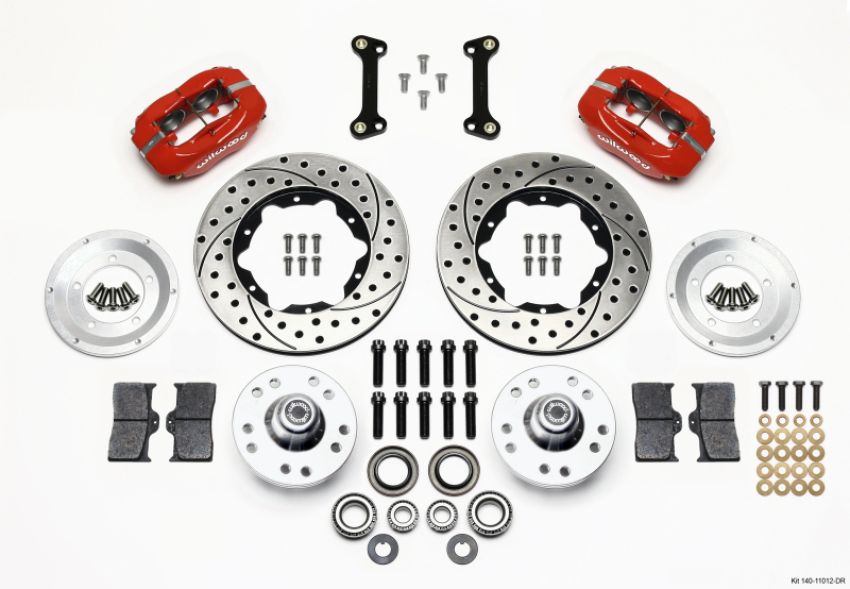 Wilwood 140-11012-DR Forged Dynalite Front Kit 11.00in Drilled Red 82-92 Camaro//Firebird