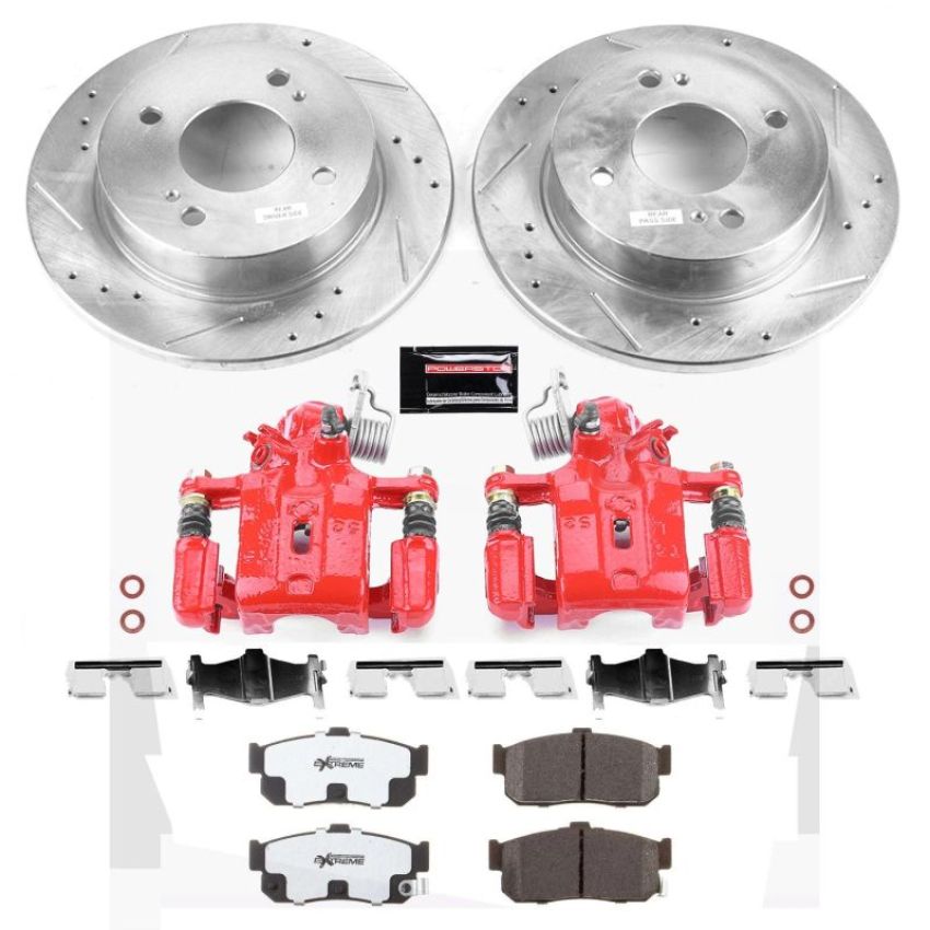 PowerStop KC740-26 Z26 Street Performance Ceramic Brake Pad, Drilled Slotted Rotor, and Caliper Kit