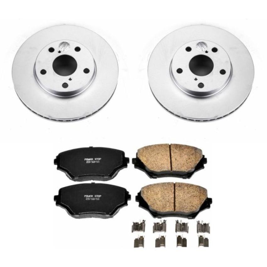 PowerStop CRK2419 Genuine Geomet Coated Rotor and Low-Dust Ceramic Brake Pad Kit