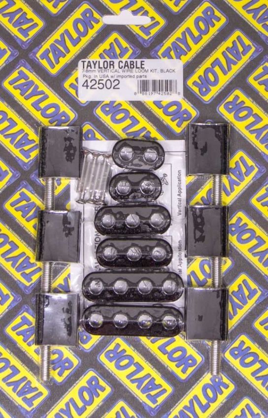 Taylor Cable 42502 V8 Vertical Wire Loom Kit Black 7-8mm