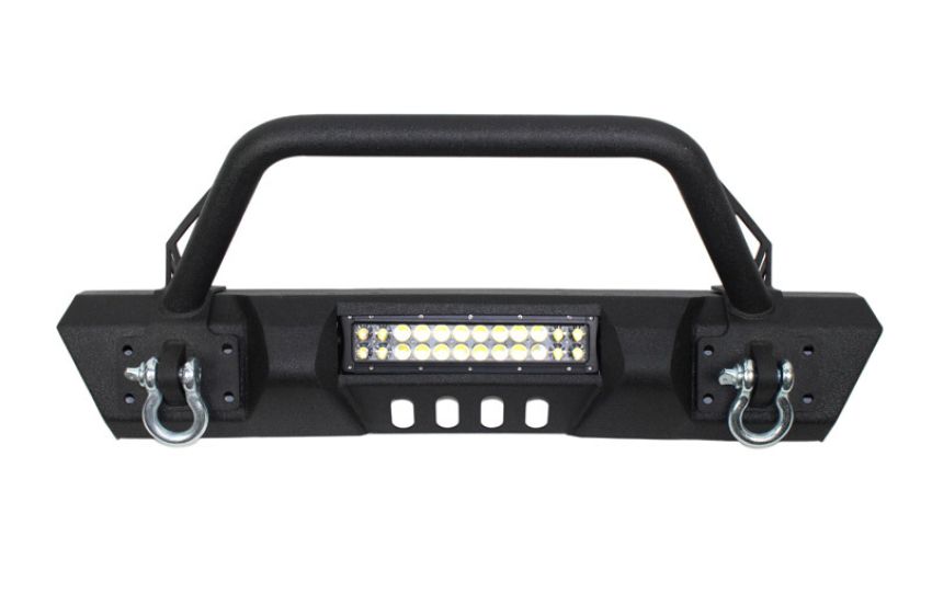Fishbone Offroad FB22004 07-18 Jeep Wrangler JK Frnt Stubby Winch Bumper W/Tube Guard - Blk Txtrd Pwdrcoated