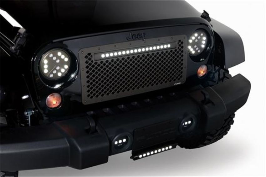Putco 270524BL 07-18 Jeep Wrangler Anodized Alum Lighted Boss Grille w/ 20in Luminix Light Bar (Cut to Fit)