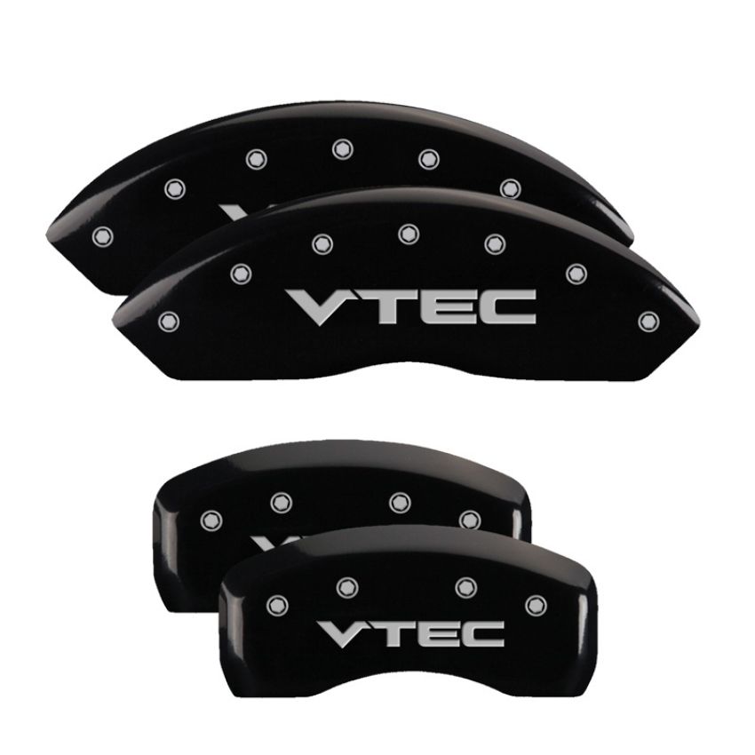 MGP 39005SVTCBK 4 Caliper Covers Engraved Front & Rear Vtech Black finish silver ch