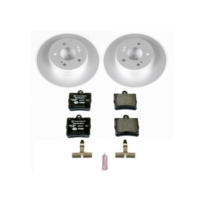 PowerStop ESK368 Genuine Geomet Coated Rotors, ECE-R90 Brake Pads + Hardware Kit