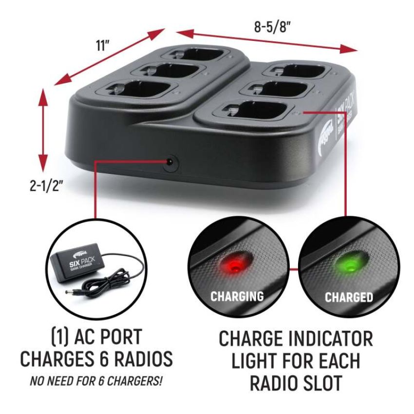 Rugged Radios 6PACK-RDH16 6-Pack Bank Charger for Handheld Radios RDH16