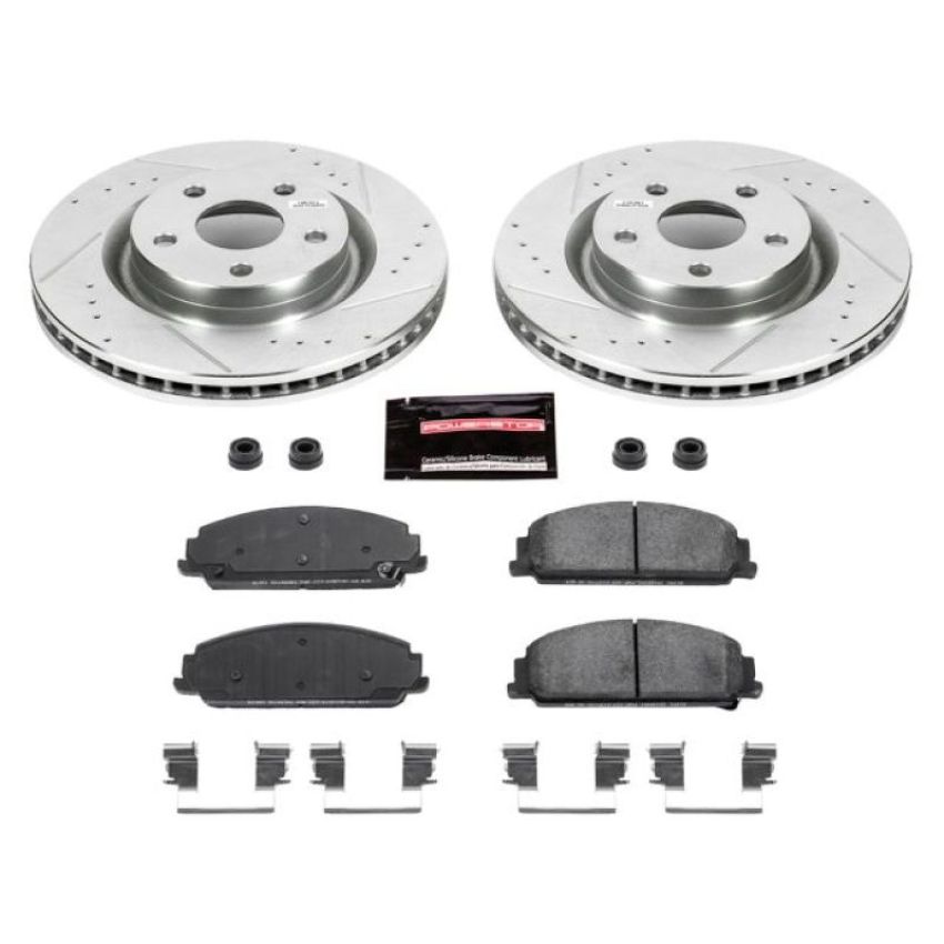 PowerStop K5529 Z23 Daily Driver Carbon-Fiber Ceramic Brake Pad and Drilled & Slotted Rotor Kit
