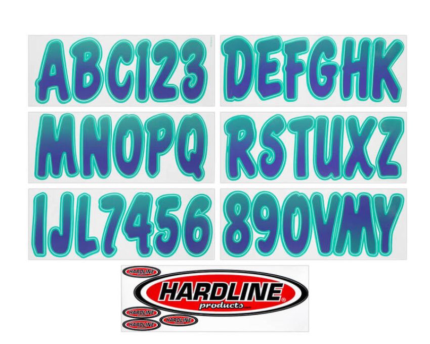 Hardline PUTEG200 Boat Lettering Registration Kit 3 in. - 200 Purple/Teal