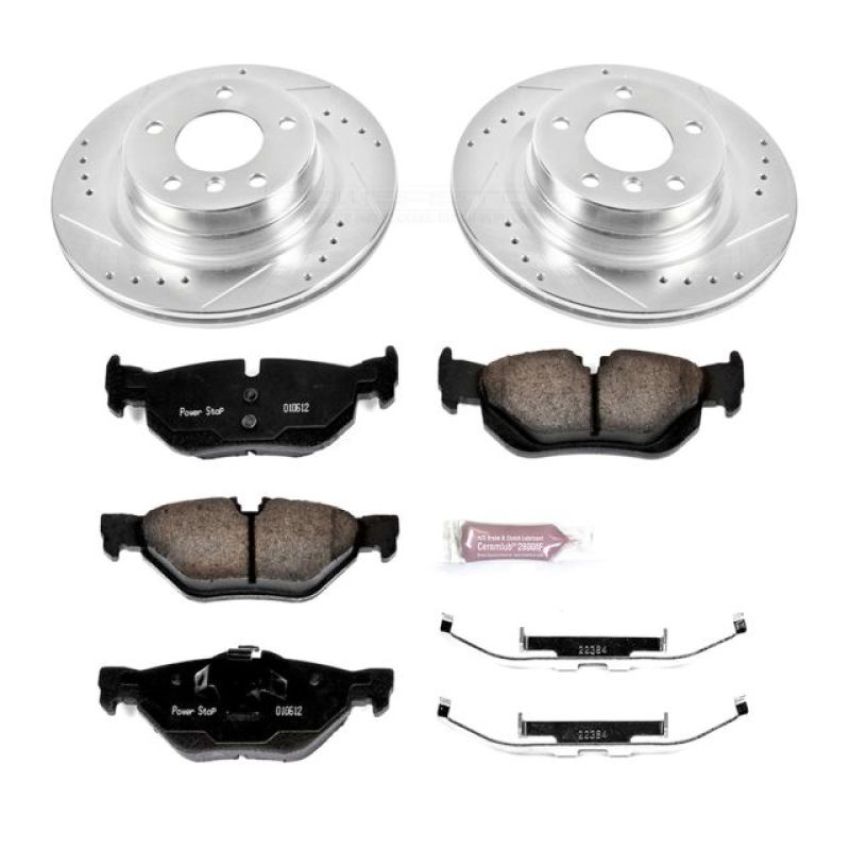 PowerStop K5981 Z23 Daily Driver Carbon-Fiber Ceramic Brake Pad and Drilled & Slotted Rotor Kit