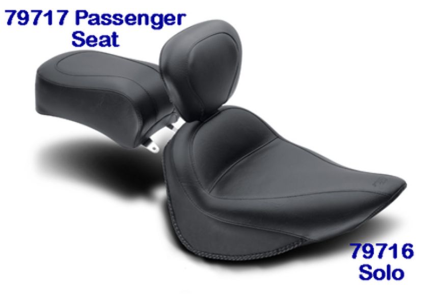 Mustang Motorcycle 79717 Mustang 84-06 Harley Standard Rear Tire Standard Touring Passenger Seat - Black