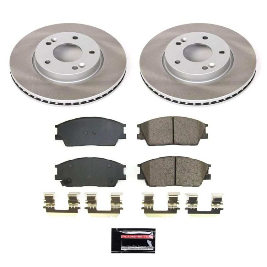 PowerStop SC8663 Semi-Coated Rotor and Low-Dust Ceramic Brake Pad Kit