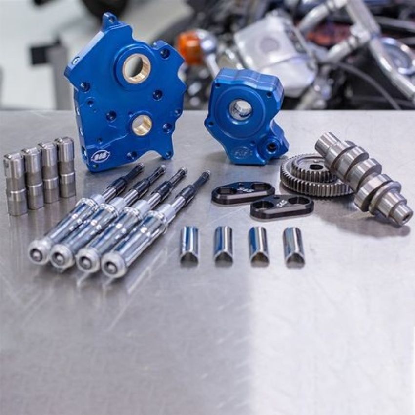 S&S Cycle 310-1005A 2017+ M8 Models Gear Drive 465G Cam Chest Kit w/ Chrome Pushrod Tubes - Oil Cooled
