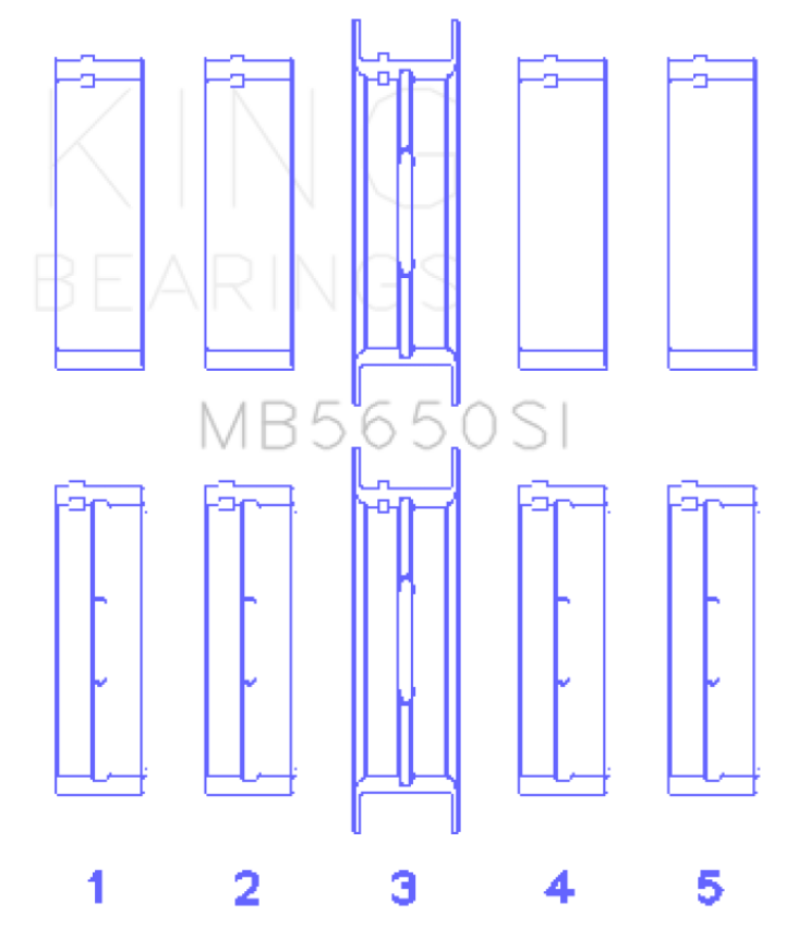 King Engine Bearings MB5650SI Ford 370/429/460 16B OHV Main Bearing Set - Set Of 10