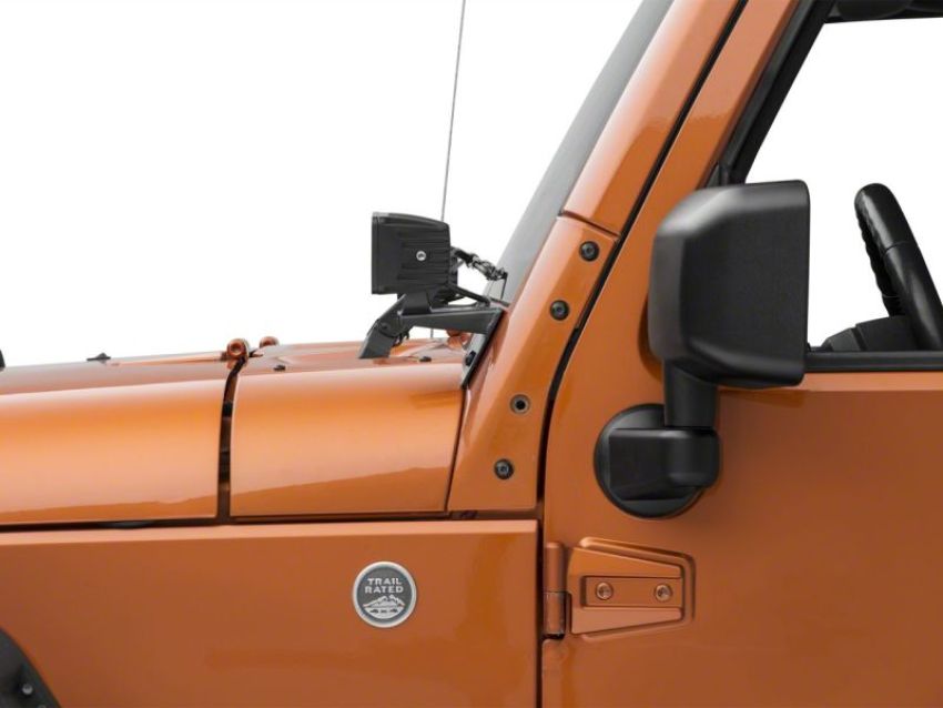Raxiom J109492 07-18 Jeep Wrangler JK Axial Series Windshield Pillar Mounted Light Brackets